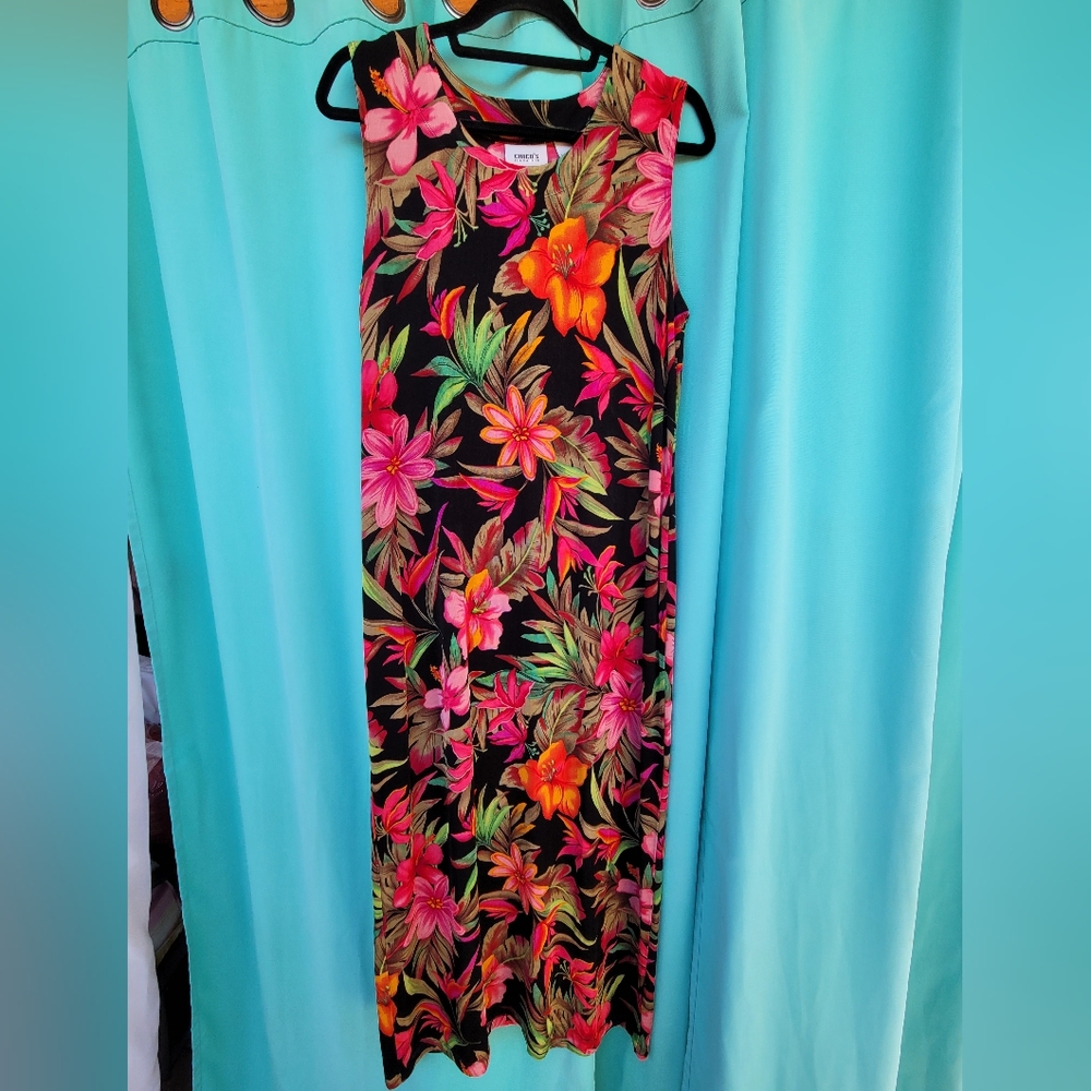Beautiful Chico's Vintage flowered Size 2 long sleeveless dress